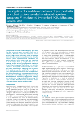 Investigation of a Food-Borne Outbreak of Gastroenteritis in a School