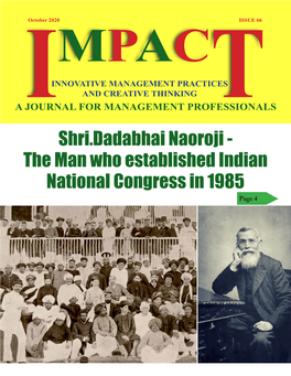 Shri.Dadabhai Naoroji - the Man Who Established Indian National Congress in 1985 Page 4 Greetings from IMPACT