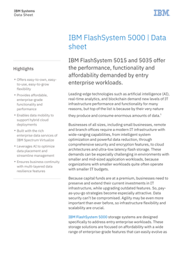 IBM Flashsystem 5000 | Data Sheet