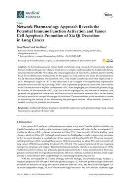 Network Pharmacology Approach Reveals the Potential Immune Function Activation and Tumor Cell Apoptosis Promotion of Xia Qi Decoction in Lung Cancer