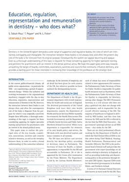 Education, Regulation, Representation and Remuneration in Dentistry