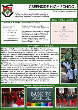 Greenside Newsletter Term 1 2021