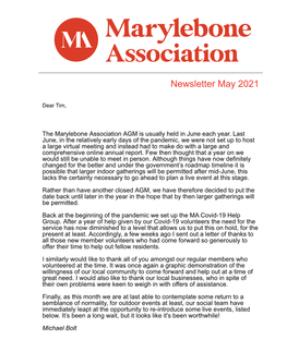 The Marylebone Association Newsletter May 2021