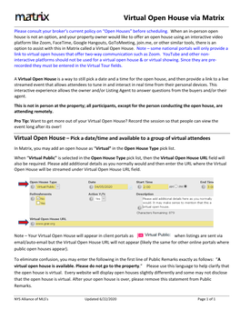 Virtual Open House Via Matrix