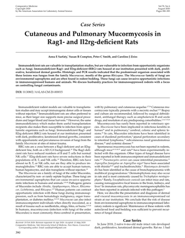 Cutaneous and Pulmonary Mucormycosis in Rag1- and Il2rg-Deficient Rats