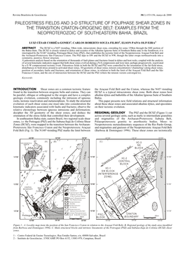 Paleostress Fields and 3-D Structure of Poliphase Shear Zones in the Transition Craton-Orogenic Belt: Examples from the Neoproterozoic of Southeastern Bahia, Brazil