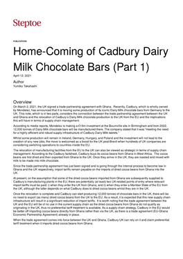 Home-Coming of Cadbury Dairy Milk Chocolate Bars (Part 1)