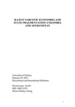 Illicit Narcotic Economies and State Fragmentation: Colombia and Afghanistan