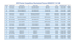 2019 Premier Competitions Rescheduled Fixtures 20/06/2019 11:41 AM