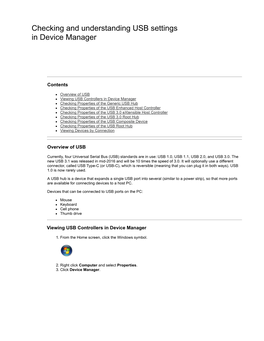 Checking and Understanding USB Settings in Device Manager