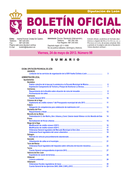 Boletín Oficial De La Provincia De León