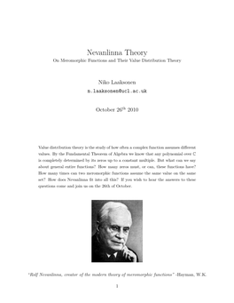 Nevanlinna Theory on Meromorphic Functions and Their Value Distribution Theory