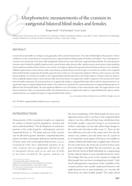 Morphometric Measurements of the Cranium in Congenital Bilateral Blind Males and Females