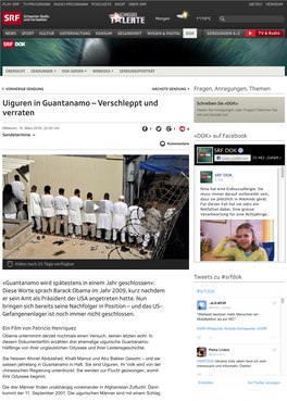 Uiguren in Guantanamo – Verschleppt Und Schreiben Sie «DOK» Haben Sie Anregungen Oder Fragen? Nehmen Sie Verraten Mit Uns Kontakt Auf