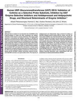 Validation of Cotinine As a Selective Probe Substrate, Inhibition by UGT Enzyme-Se