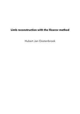 Limb Reconstruction with the Ilizarov Method Hubert Jan Oostenbroek