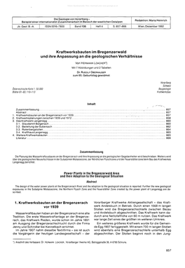 Kraftwerksbauten Im Bregenzerwald Und Ihre Anpassung an Die Geologischen Verhältnisse