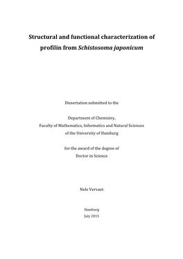 Structural and Functional Characterization of Profilin from Schistosoma Japonicum