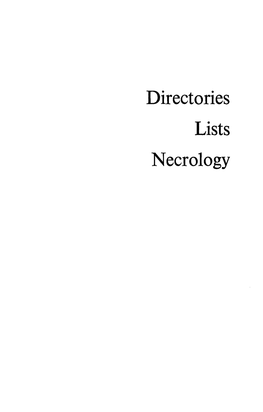 Directories Lists Necrology List of Abbreviations