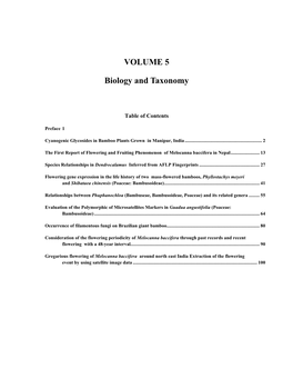 VOLUME 5 Biology and Taxonomy