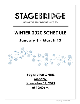 WINTER 2020 SCHEDULE January 6 - March 13