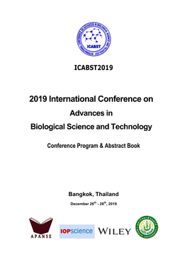 2019 International Conference on Advances in Biological Science and Technology