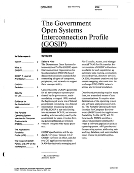 The Government Open Systems Interconnection Profile GOSIP