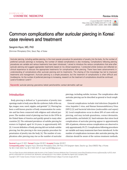 Common Complications After Auricular Piercing in Korea: Case Reviews and Treatment