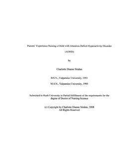 Parents' Experience Raising a Child with Attention Deficit Hyperactivity Disorder