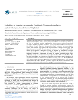 Methodology for Assessing Synchronization Conditions in Telecommunication Devices