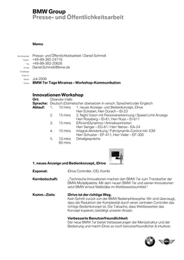 BMW Group Presse- Und Öffentlichkeitsarbeit