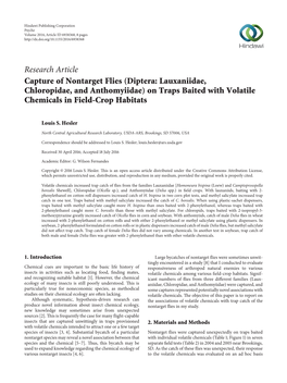 Capture of Nontarget Flies (Diptera: Lauxaniidae, Chloropidae, and Anthomyiidae) on Traps Baited with Volatile Chemicals in Field-Crop Habitats