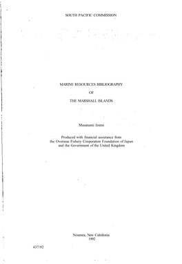 Marine Resources Bibliography of the Marshall Islands
