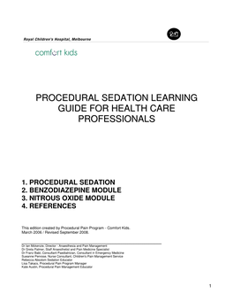 Procedural Sedation Learning Guide for Health Care Professionals