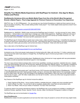 Simplify Your Mobile Media Experience with Realplayer for Android - One App for Music, Videos and Photos