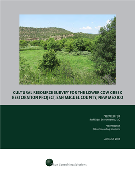 Cultural Resource Survey for the Lower Cow Creek Restoration Project, San Miguel County, New Mexico