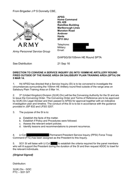 Service Inquiry Report 105Mm