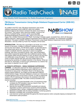 FM-Stereo Transmission Using Single Sideband Suppressed Carrier (SSB-SC) Modulation