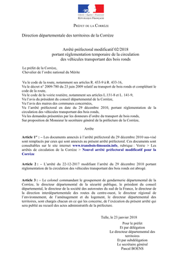 Direction Départementale Des Territoires De La Corrèze Arrêté