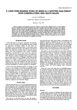 A Long-Term Banding Study of Birds in a Spotted Gum Forest Near