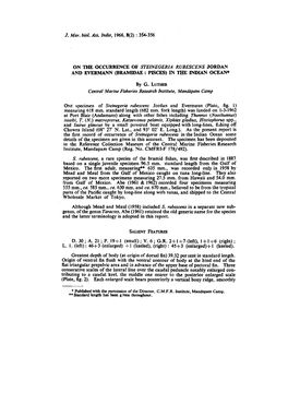 354-356 on the OCCURRENCE of STEINEGERIA RUBESCENS JORDAN and EVERMANN (Brammae : PISCES)