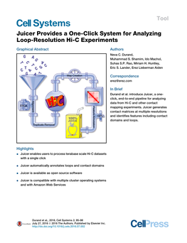 Juicer Provides a One-Click System for Analyzing Loop-Resolution Hi-C Experiments