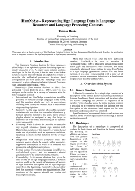 Hamnosys – Representing Sign Language Data in Language Resources and Language Processing Contexts