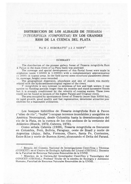 Distribucion De Los Alisales De Tessaria Ixtegrifolia (Compositae) En Los Grandes Rios De La Cuenca Del Plata