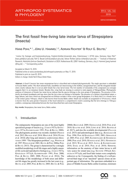 The First Fossil Free-Living Late Instar Larva of Strepsiptera (Insecta)