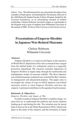 Presentations of Emperor Hirohito in Japanese War-Related Museums