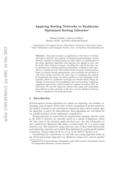 Applying Sorting Networks to Synthesize Optimized Sorting Libraries?