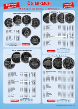ÖSTERREICH Dauerhaft Klassiker! Preiswert! 2 Sschilling Bis 100 Schilling–Gedenkmünzen