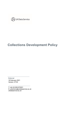 UK Data Service Collections Development Policy