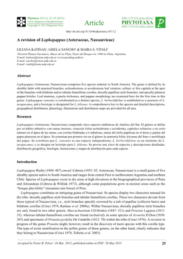 A Revision of Lophopappus (Asteraceae, Nassauvieae)